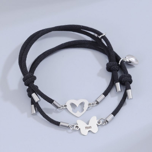 Парные браслеты нежное сияние с бабочкой и сердцем CJD79811