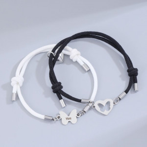 Парные браслеты нежное сияние с бабочкой и сердцем CJD79811