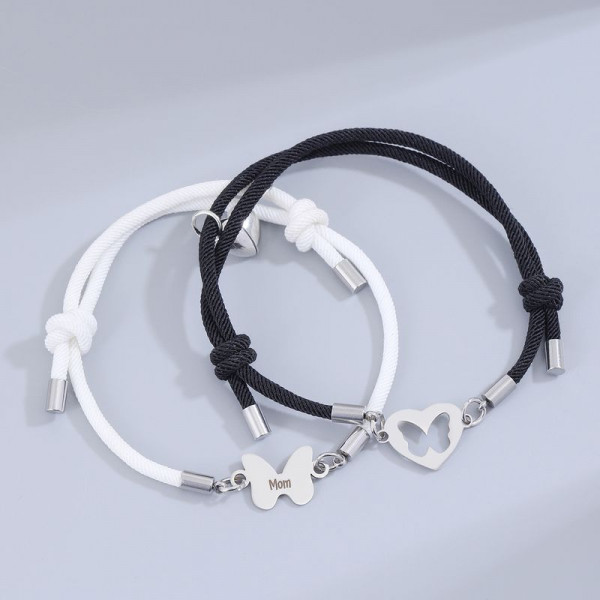 Парные браслеты нежное сияние с бабочкой и сердцем CJD79811