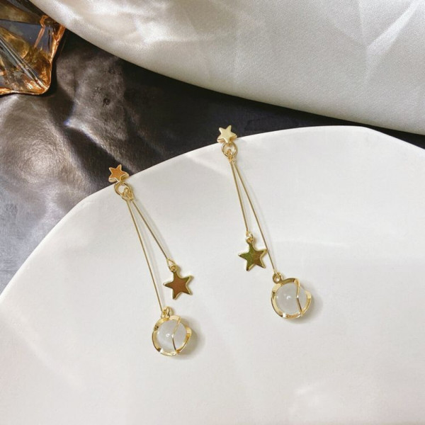 Тонкие серьги-цепочки со звездами J10385CJJ