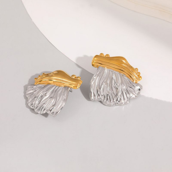 Серьги-пусеты веера мятые CJR69411