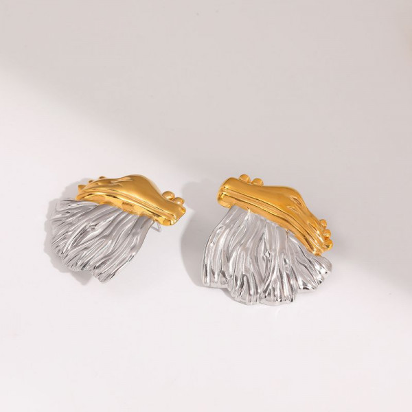 Серьги-пусеты веера мятые CJR69411