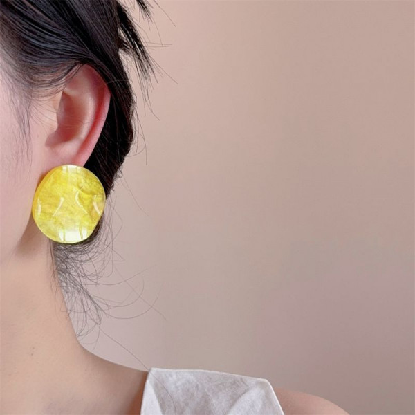 Яркие серьги-пусеты разноцветные диски CJM16239