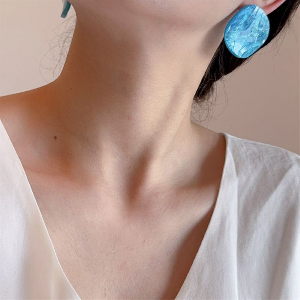 Яркие серьги-пусеты разноцветные диски CJM16239