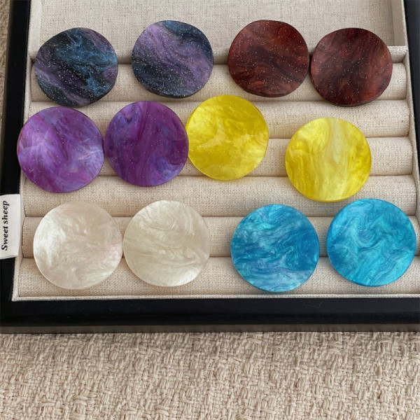 Яркие серьги-пусеты разноцветные диски CJM16239