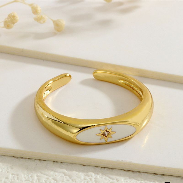 Кольцо-печатка с красной эмалью и звездой CJG67690