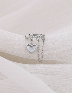 Кафф с подвеской-сердцем и цепью серебро Z05798