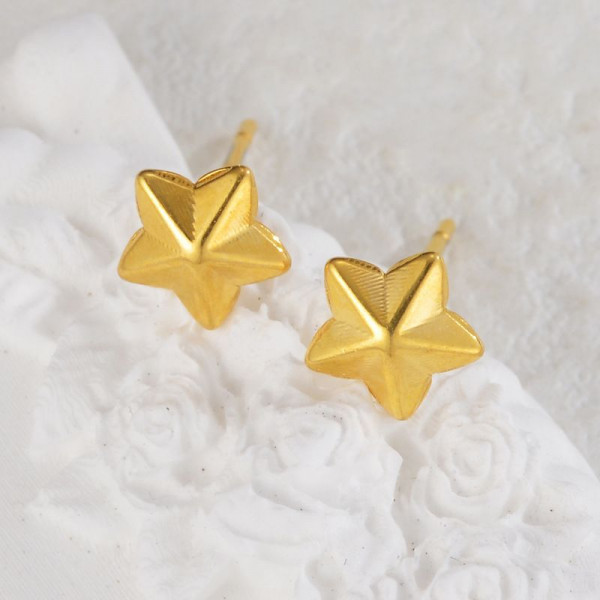 Серьги-пусеты Цветы пятилистники дутые CJL35163