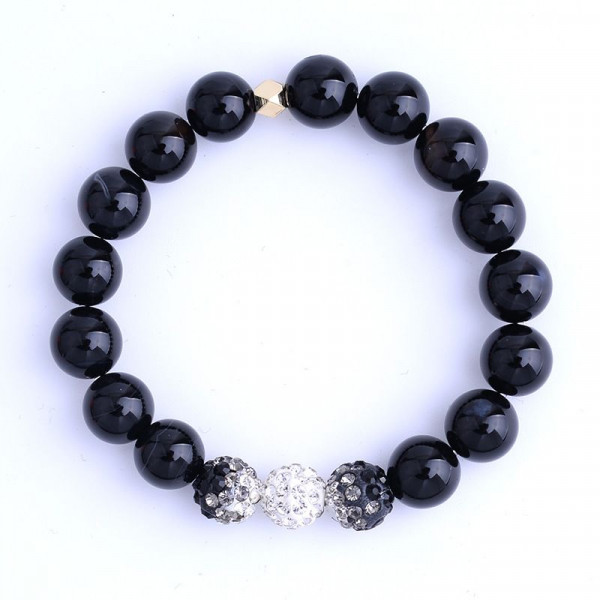 Браслет из матовых камней с узором CJH16971