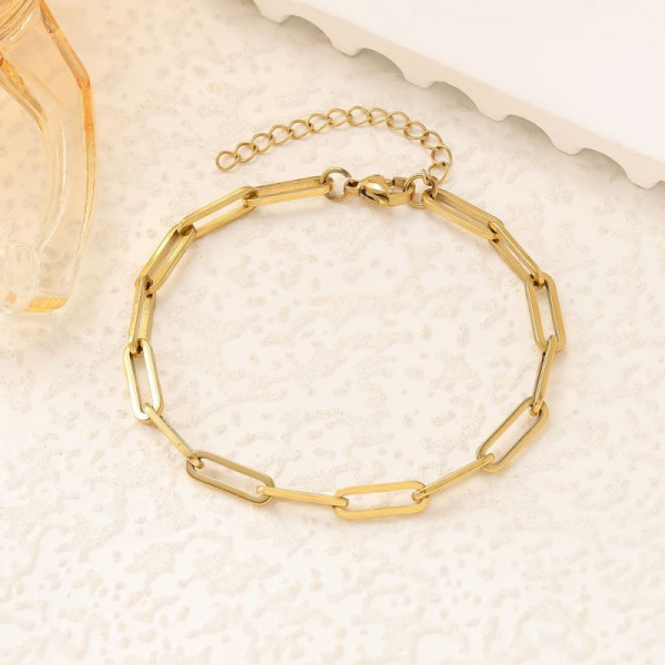 Браслет-цепочка с вытянутыми прямоугольными звеньями CJP80073