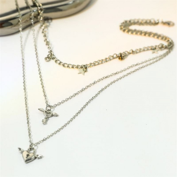 Тройная цепочка со звездными подвесками и кристаллами N68734