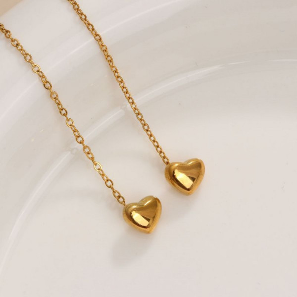 Золотистые серьги-протяжки Сердца CJH32652