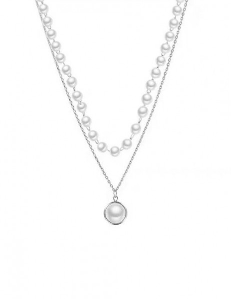 Двойная цепочка с крупным жумчугом в круглой оправе M19368