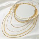 Каскадное многослойное колье из золотистых цепей CJH16420