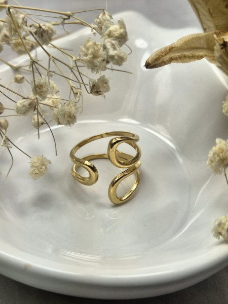 Кольцо медицинская сталь с напылением золотом J11103CJJ