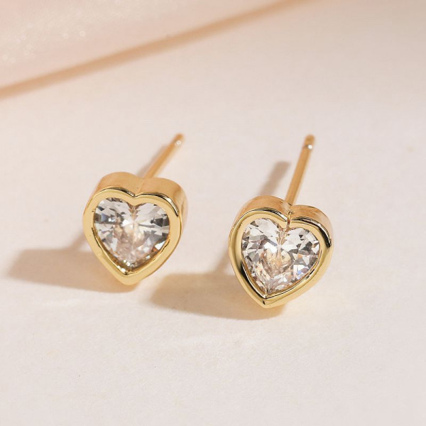 Серьги-кольца с объемным сердцем CJL20456