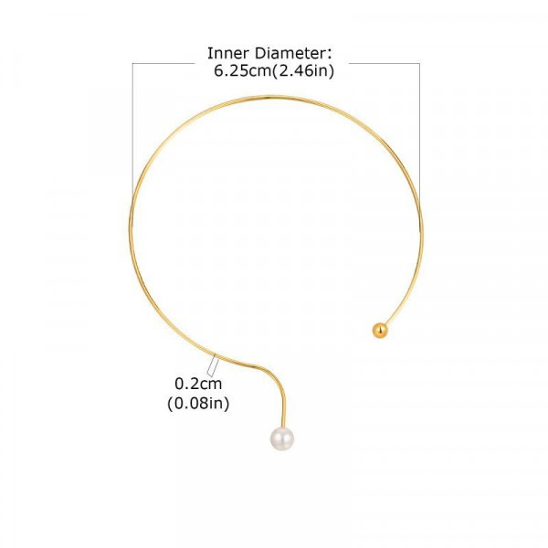 Колье-обруч тонкое разомкнутое с одной жемчужиной CJP47831
