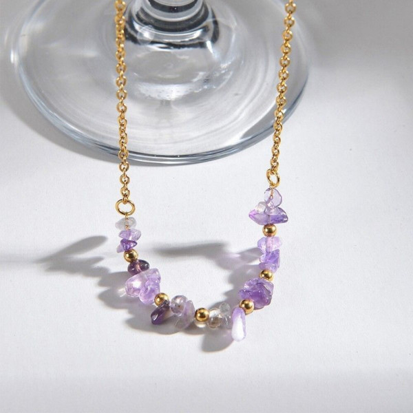 Золотистая цепочка с фиолетовыми камнями CJH86159