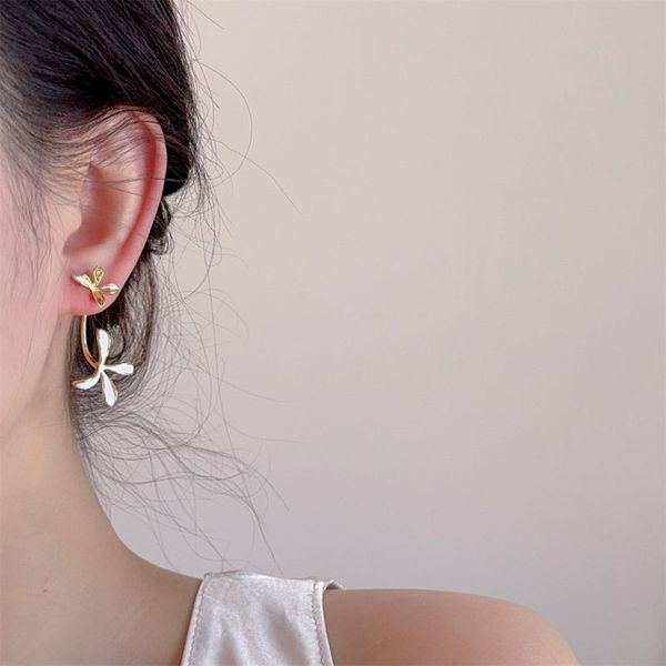 Серьги гвоздики с розовыми лилиями и бабочками CJL47320