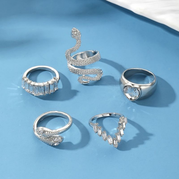 Комплект из кольца со змеей и розовых сердец CJJ13447