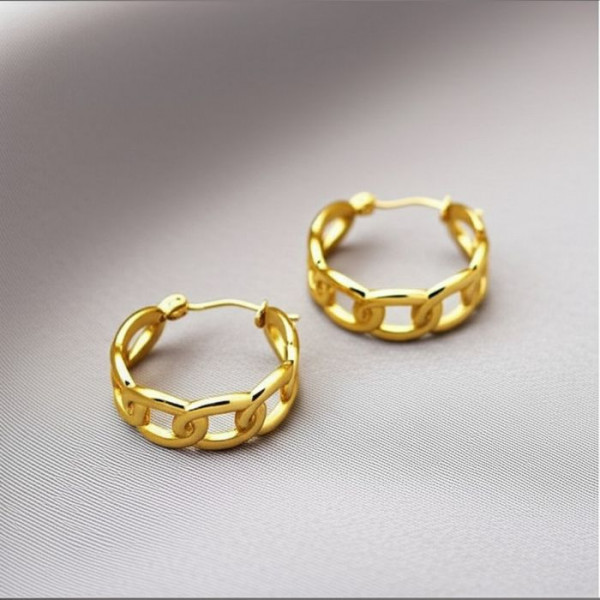 Стальные серьги-кольца конго в виде звеньев крупной цепи J10290CJJ