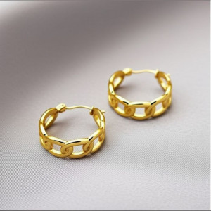 Стальные серьги-булавка с напылением золотом цепь J10290CJJ