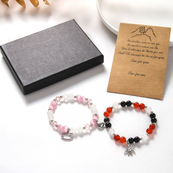 Парные браслеты амулет удачи с пауком и паутиной CJG72759