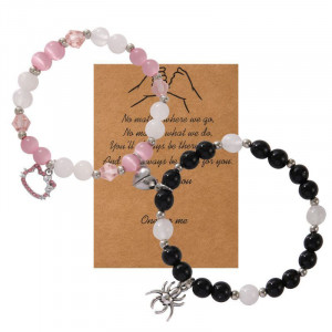 Парные браслеты амулет удачи с пауком и паутиной CJG72759