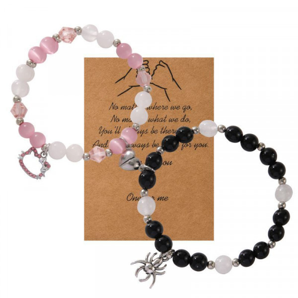 Парные браслеты амулет удачи с пауком и паутиной CJG72759