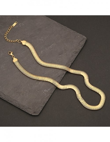 Двойная плоская цепочка змейка из золотистой стали Z54831