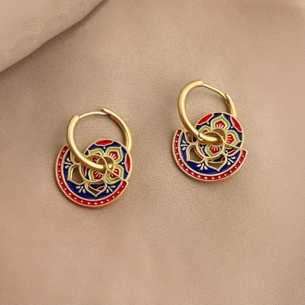 Серьги-кольца с этническими подвесками CJQ17158