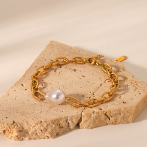 Браслет многослойный с жемчугом и плетением ролло CJL78681