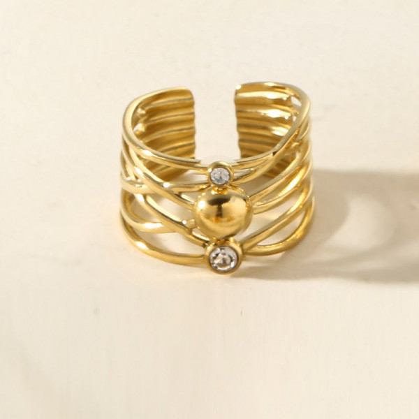 Широкое разомкнутое кольцо с мелкими камнями CJL74330