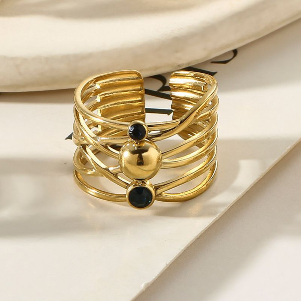 Широкое разомкнутое кольцо с мелкими камнями CJL74330