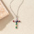 Золотистая Цепочка с крестом и цветными камнями CJM35799