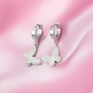 Серьги-кольца со стальными бабочками 1J11181CJJ