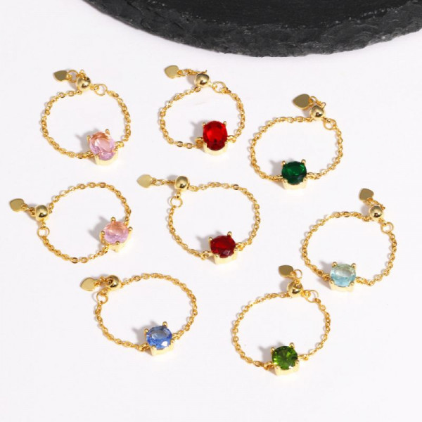 Тонкое кольцо с маленьким круглым камнем CJR61100