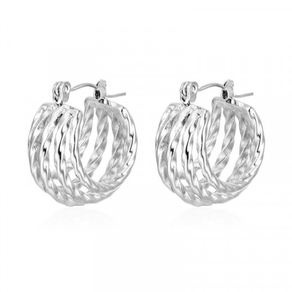 Серьги-кольца многослойные литые CJL23878