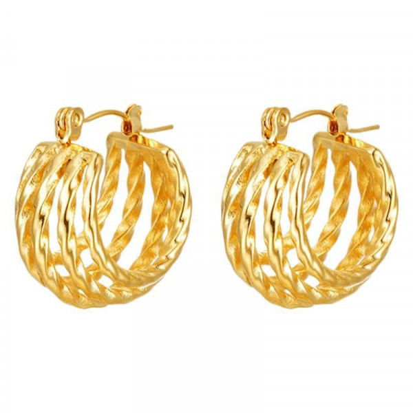 Серьги-кольца многослойные литые CJL23878