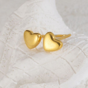 Серьги-пусеты Сердца объемные глянцевые CJL35165