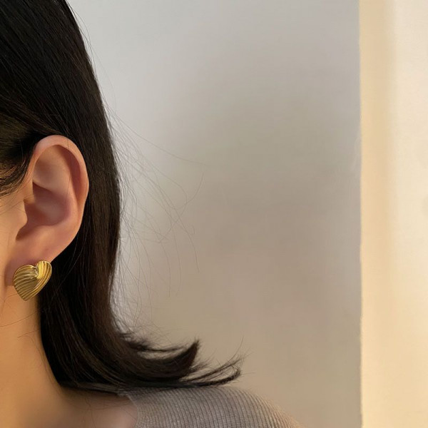 Серьги сердце медицинская сталь напыление золотом 1J12489CJJ