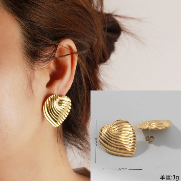 Серьги сердце медицинская сталь напыление золотом 1J12489CJJ