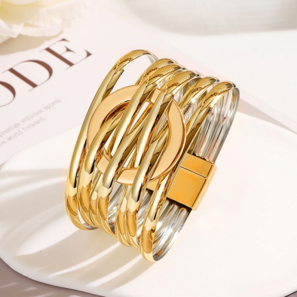 Браслет жесткий многослойный из переплетенных нитей CJP85402