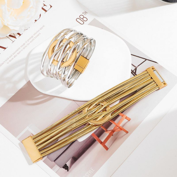 Браслет жесткий многослойный из переплетенных нитей CJP85402