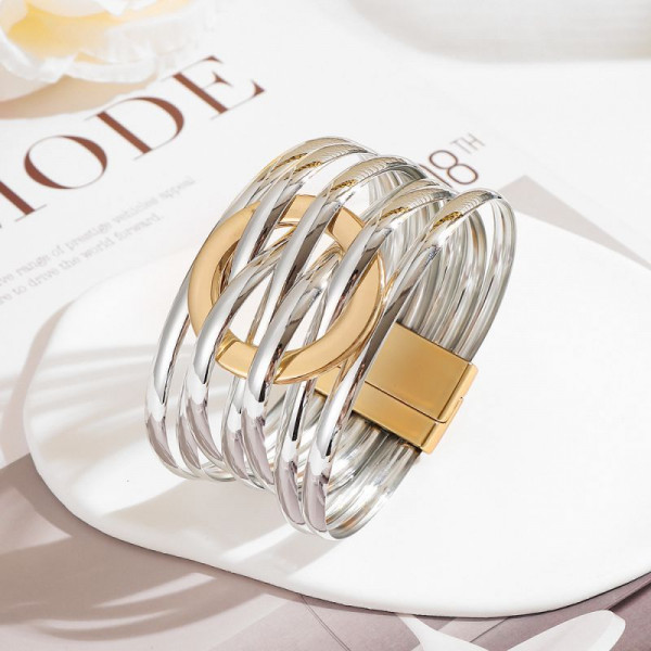 Браслет жесткий многослойный из переплетенных нитей CJP85402