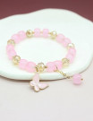 Браслет из розовых бусин с бабочками M12810