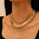 Золотистый многослойный коллар из цепей CJL48239