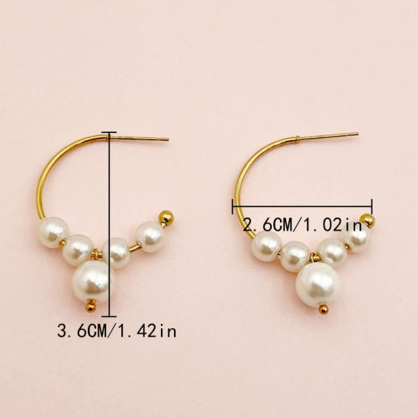 Золотистые серьги-кольца с жемчугом CJH52815