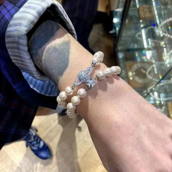 Парные браслеты изысканный жемчуг с золотистым замком CJH74769