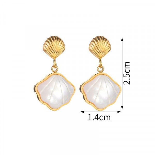 Висячие серьги-ракушки с перламутром CJE01830
